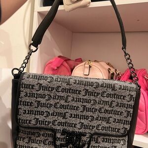 Juicy Couture Black and Gray Shoulder Bag